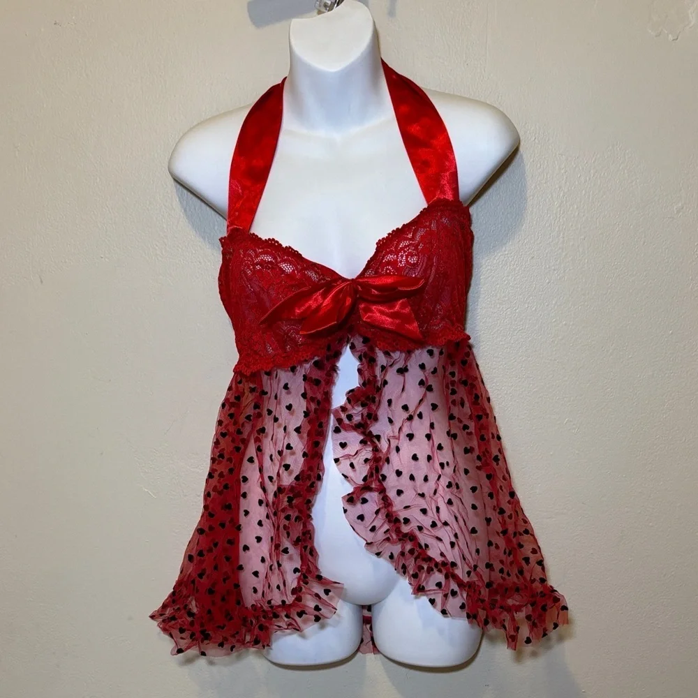Dreamgirl Red and Black Lace Chemise
